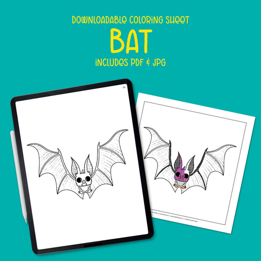 Bat Downloadable Coloring Sheet