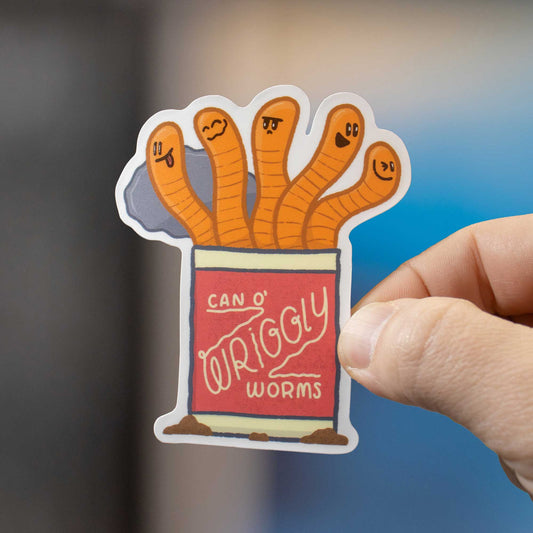 Can O' Wriggly Worms Sticker