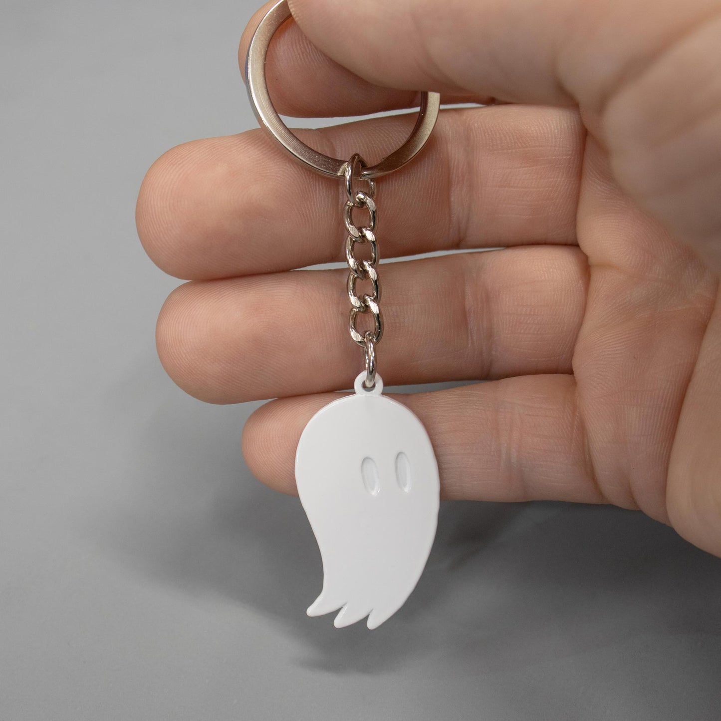 Fred the Ghost | Minimal White Enamel Keychain