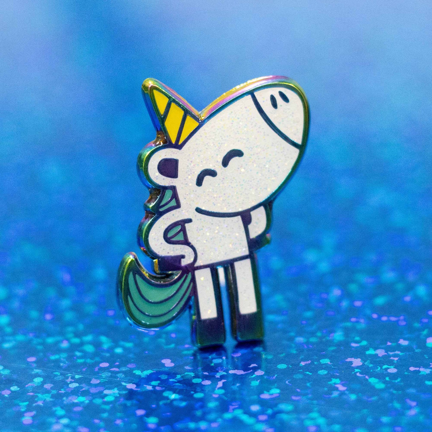 Happy Unicorn | Glitter Rainbow Enamel Pin