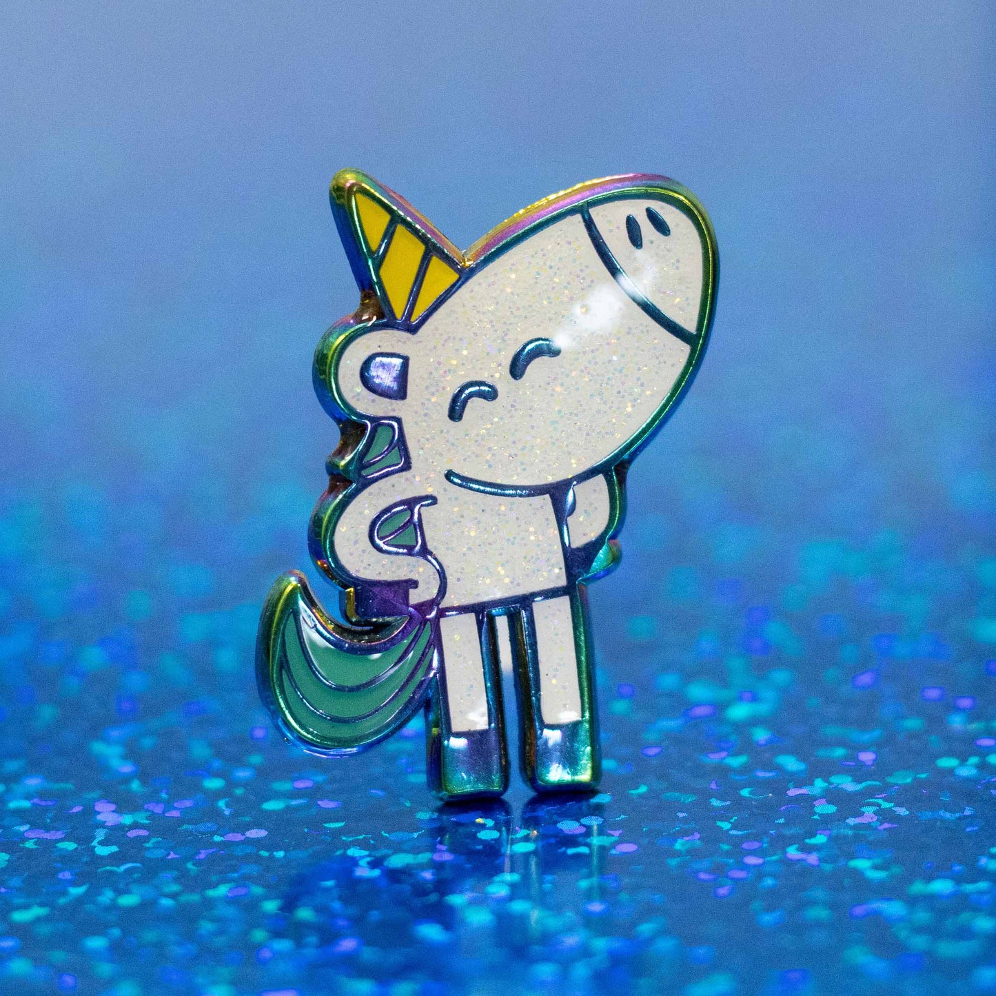 Happy Unicorn | Glitter Rainbow Enamel Pin