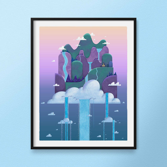 Island in the Clouds: Night | Art Print