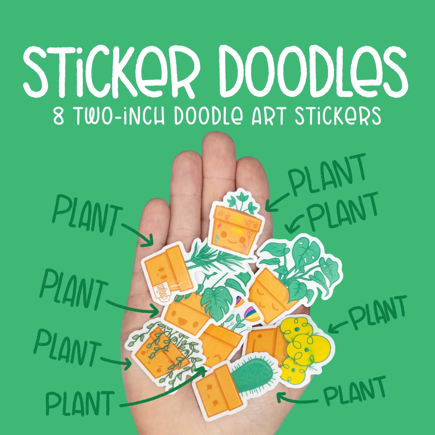 small and fun potted plant stickers