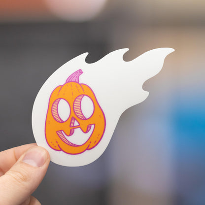 Flaming Pumpkin | Glow-in-the-Dark Sticker