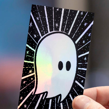 Ghostastic | Rectangular Holographic Ghost Sticker