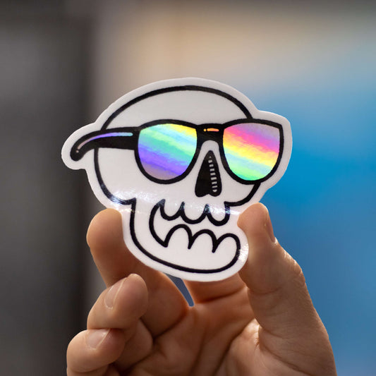 Skull with Glasses | Holographic Sticker
