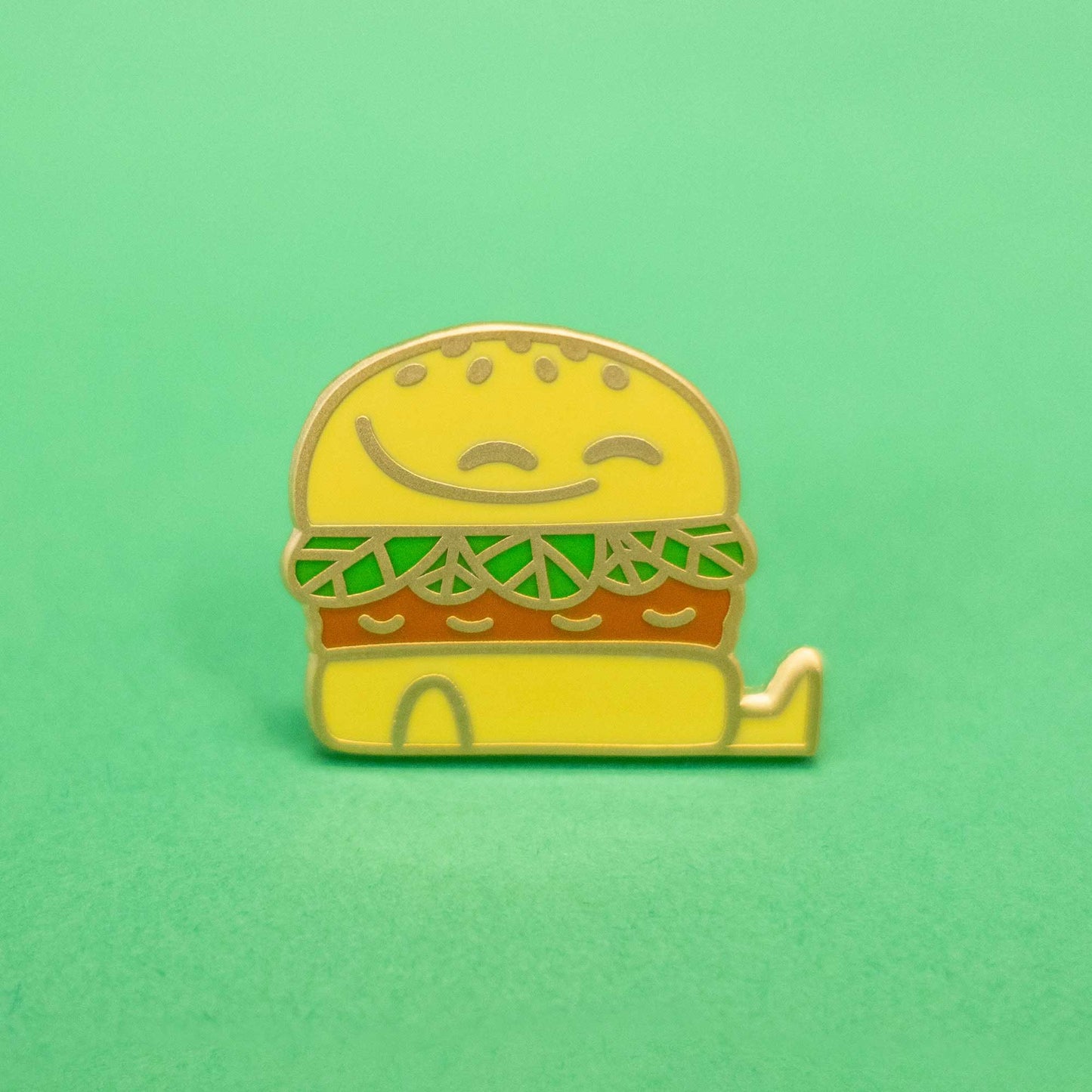 friendly burger enamel pin