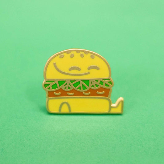 friendly burger enamel pin