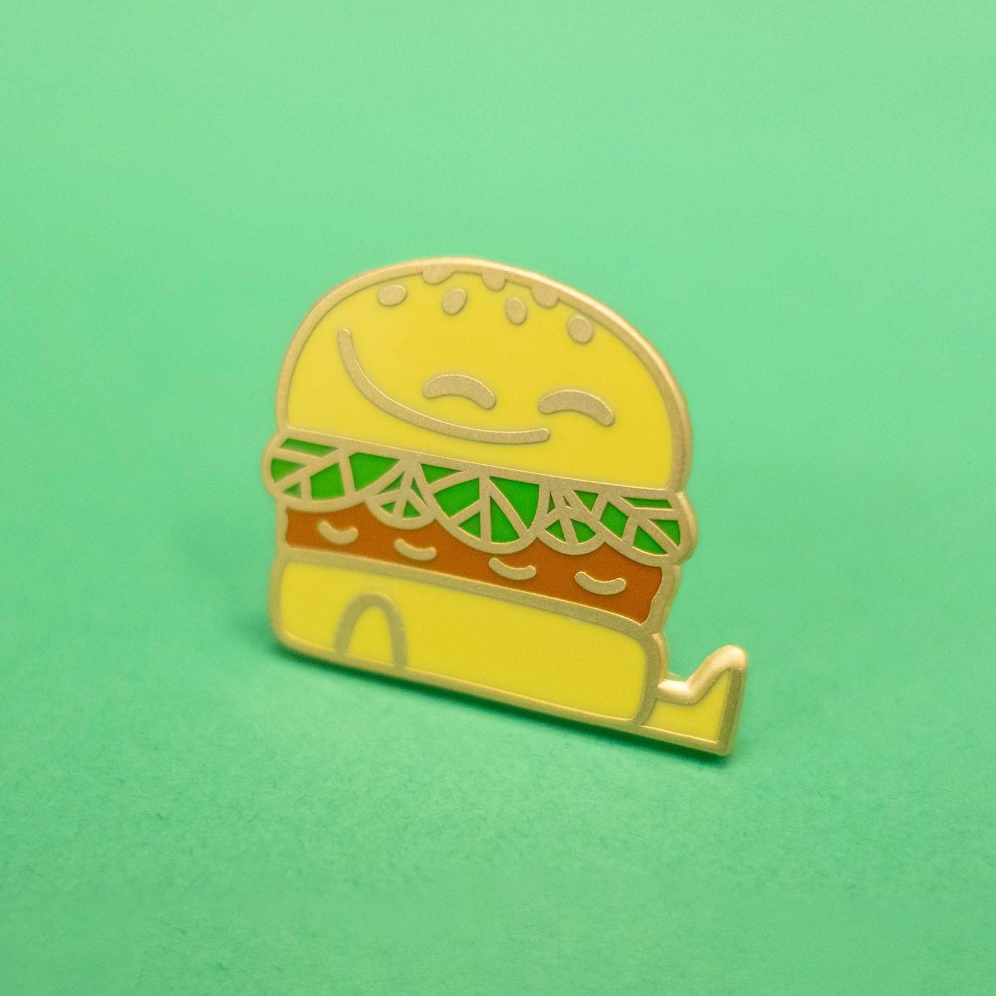 friendly burger enamel pin