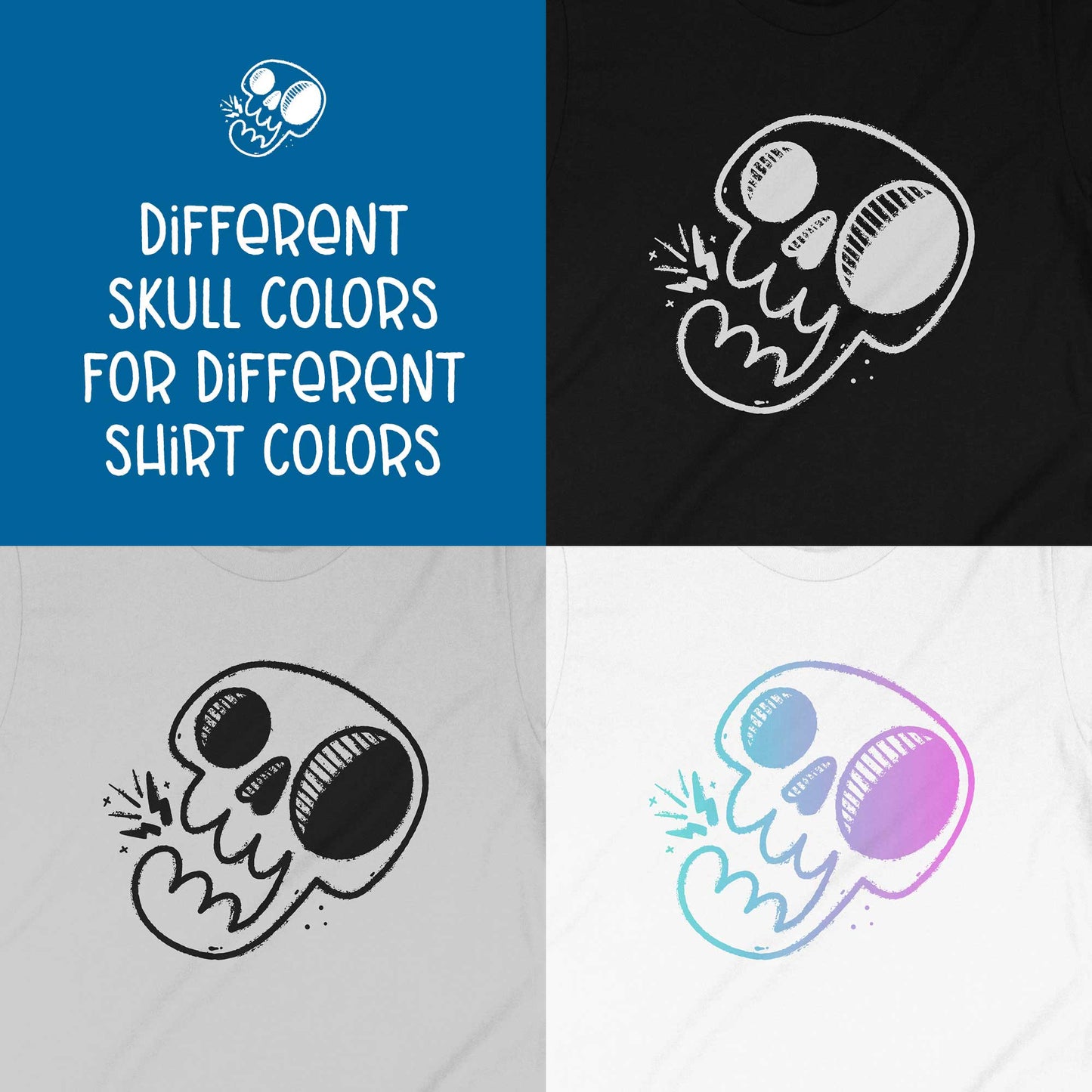 lightning skull art color options