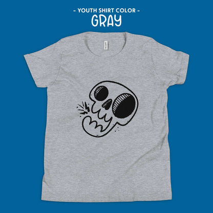 gray lightning skull youth shirt